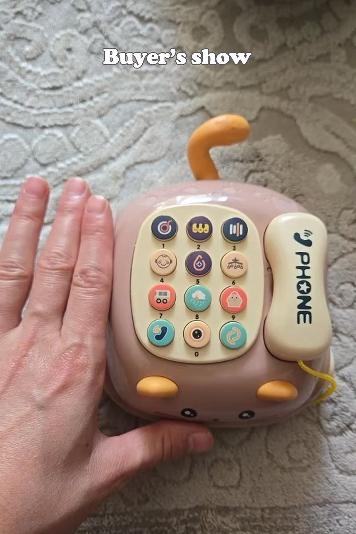 عروسکی تلفن موزیکال ۳ در ۱ صورتی برای نوزادان و کودکان نوپا، اسباب‌بازی تعاملی آموزشی با چراغ‌ها و داستان تلفن گربه‌ای