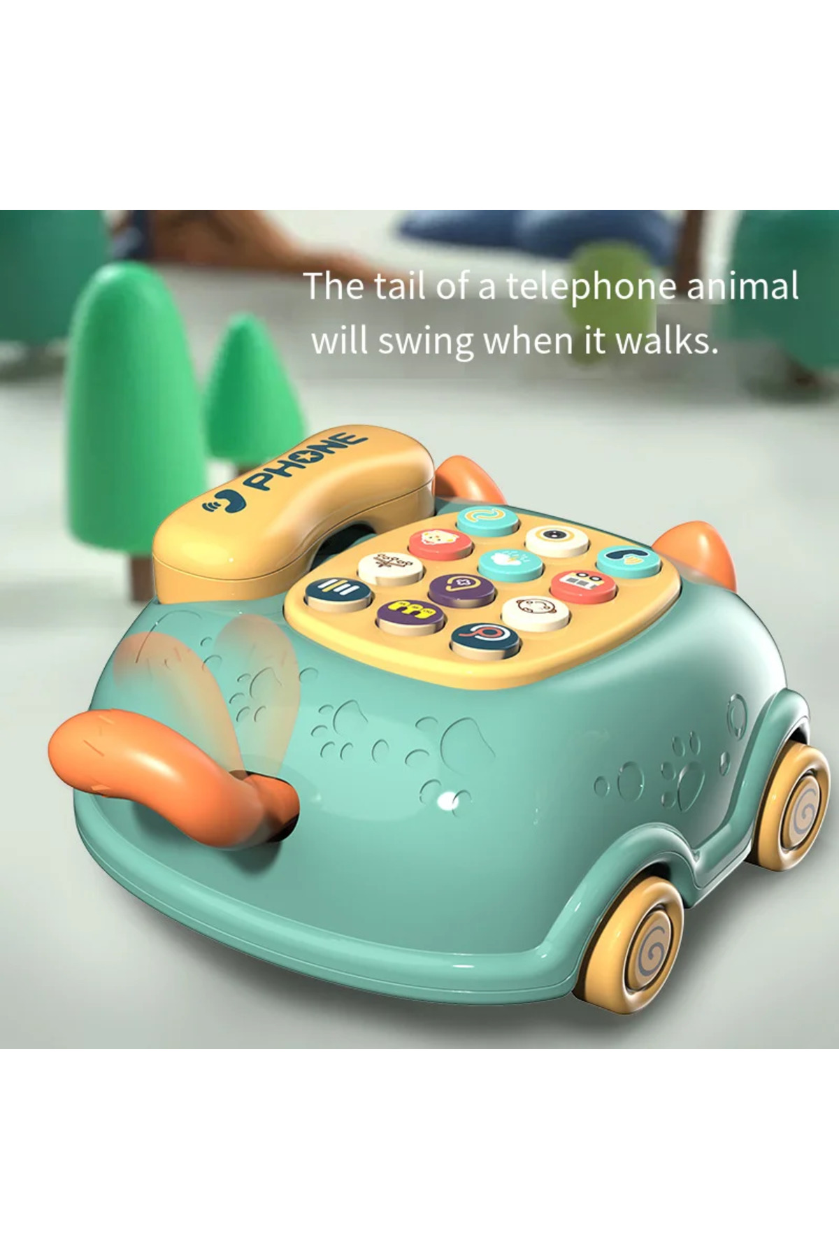 اسباببازی تلفن موزیکال ۳ در ۱ گرین بیبی برای نوزادان و کودکان نوپا، اسباببازی تعاملی آموزشی با چراغهای گربهای