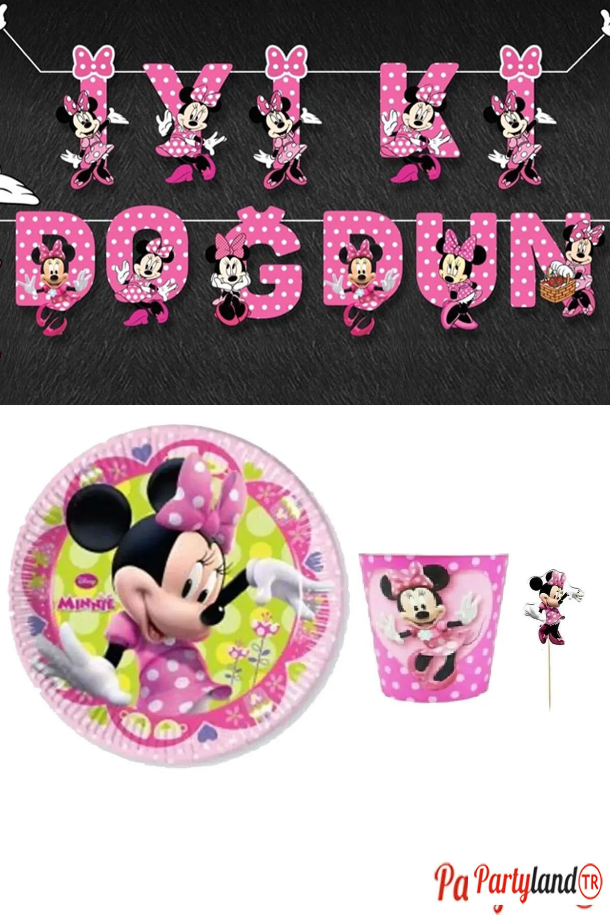 PartylandTR Minnie Mouse 8 Kişilik Ekonomik Parti Seti