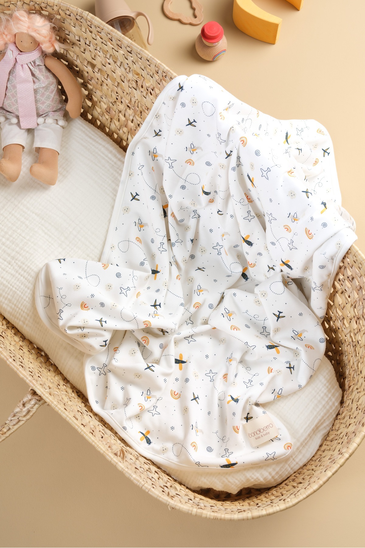 Bondberro Çift Taraflı İnterlok Örtü & Battaniye  %100 Pamuk Oeko-teks Sertifikalı 100 X 85 Cm