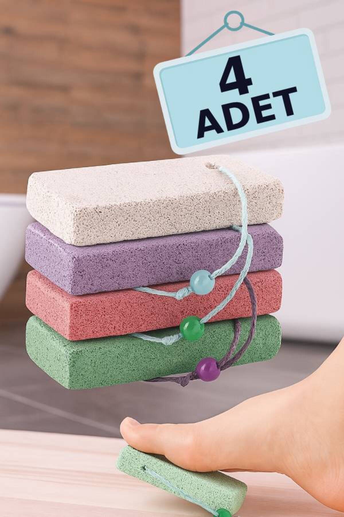 nistabolje 4 Adet Topuk Taşı Nasır Çatlak Topuk Törpüsü Ponza Taşı Ayak Bakımı