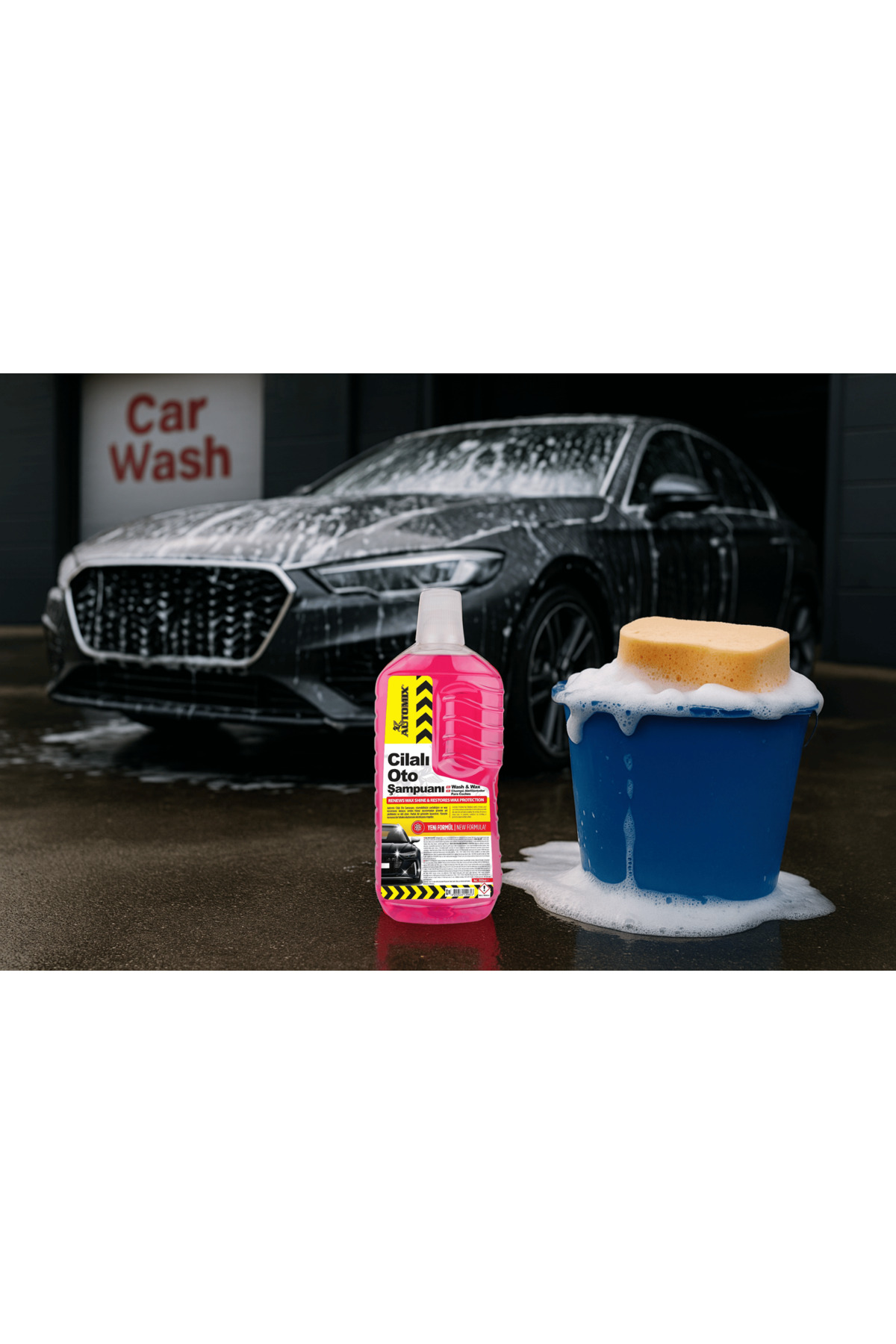 Automix Cilalı Oto Yıkama Şampuanı 1 Litre | Parlaklık Veren Cila