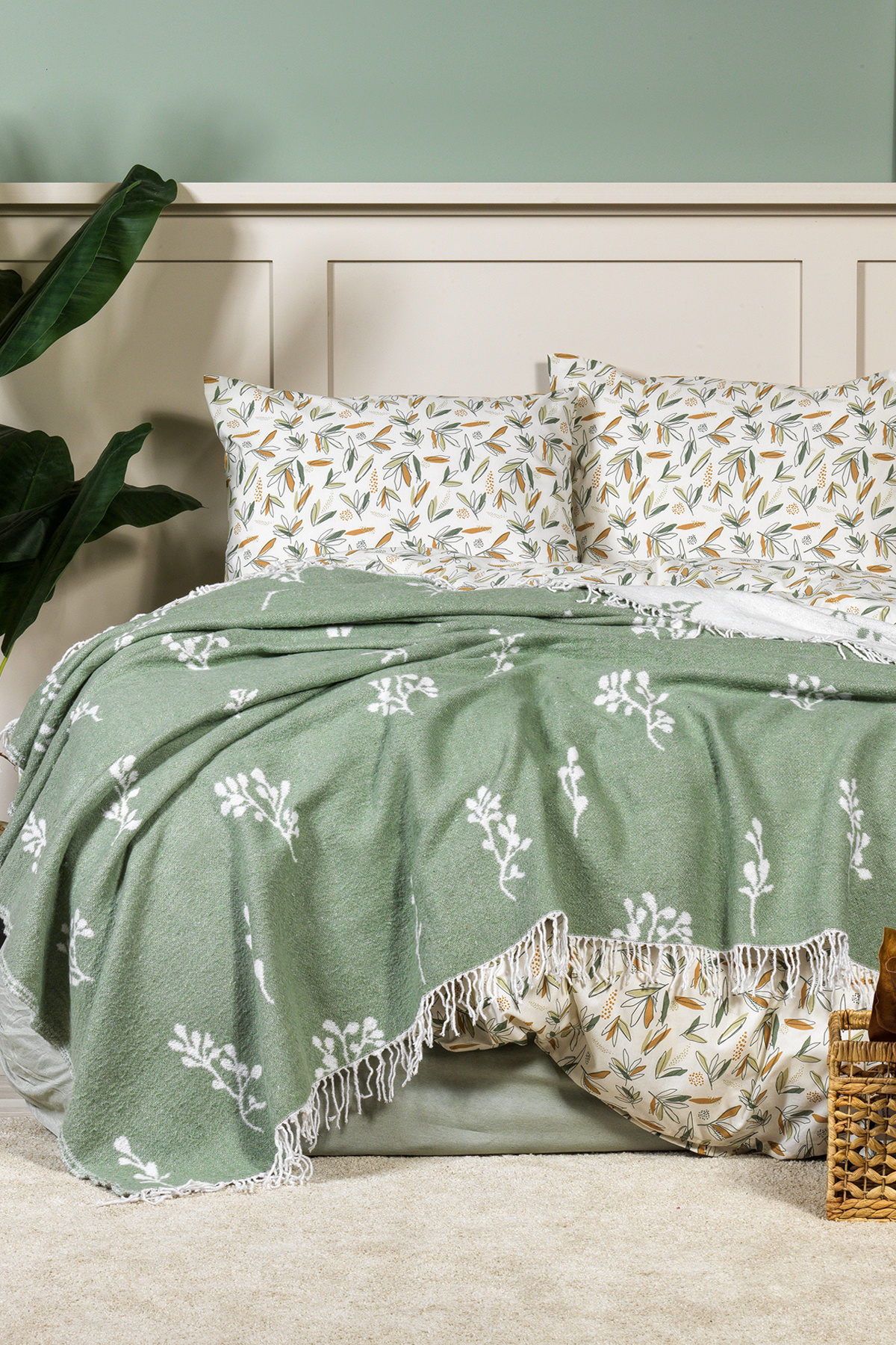 Nadia Battaniye Çift Kişilik Pamuklu (200x220 cm) Yeşil