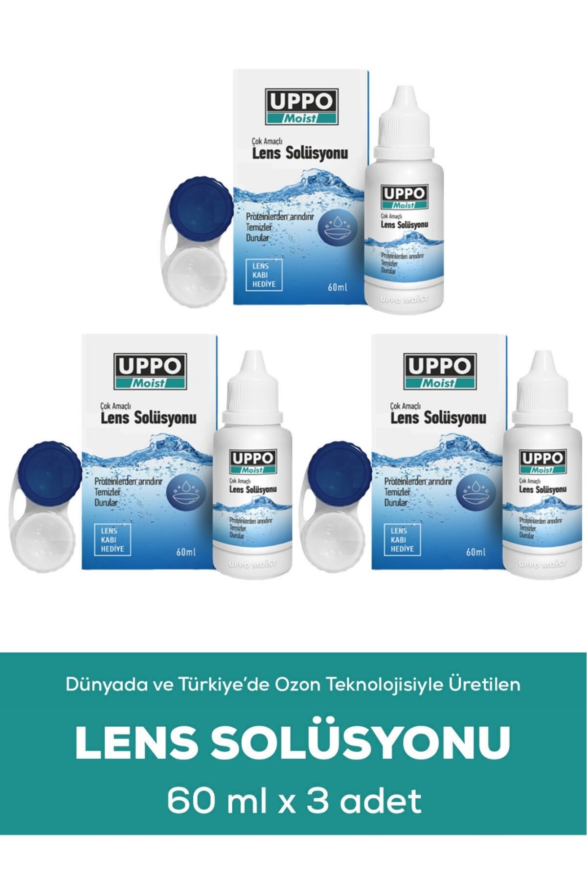 UPPO MOİST Yerli Üretim Lens Solüsyonu 60ml x 3 Türkiye’de Ve Dünyada Ozonla Üretilen lens Solüsyonu Skt10,2026