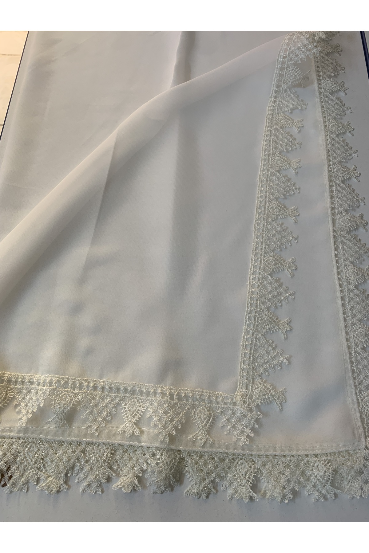 Headscarf Needle Lace Prayer Cover Mevlut Cover Cream Shawl Head Cover