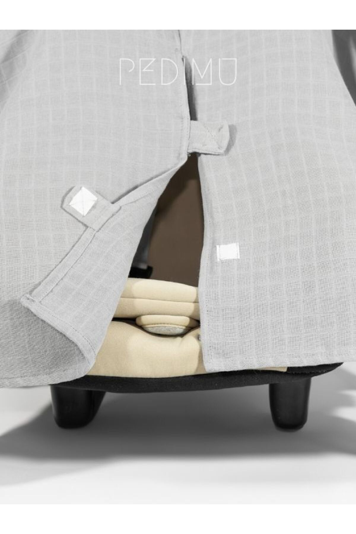 Pedimu Müslin Gri Renk Cırtlı Müslin Puset Örtüsü %100 Cotton fotoğrafı 6 (önizleme)