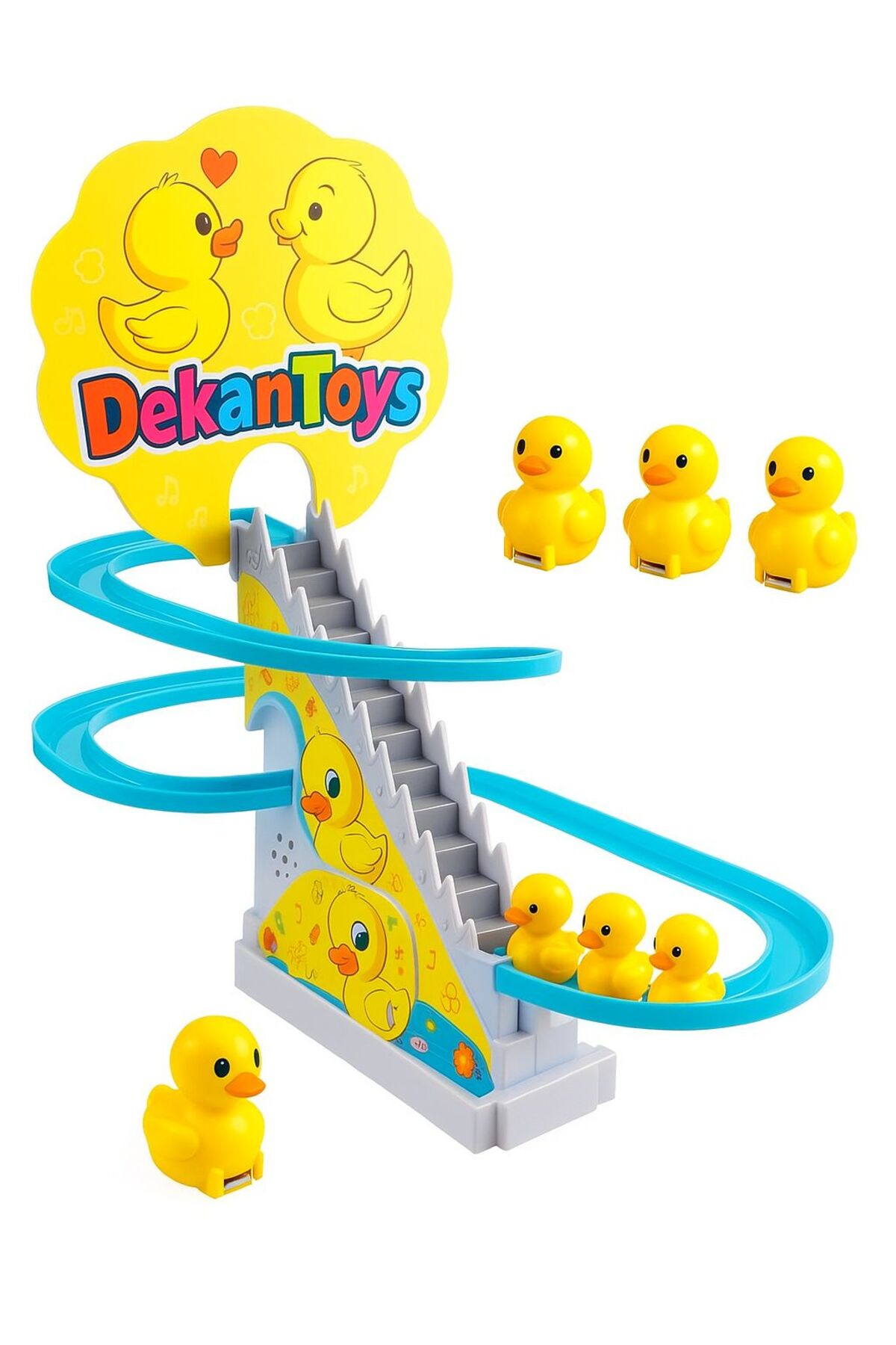 dekan toys Dön Dolaş Ördek Oyunu Merdivenden Çıkıp Kaydıraktan Kayan Yavru Ördek Işıklı Müzikli fotoğrafı 6 (önizleme)