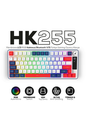 Hawk Gaming Chair HK255 Membrane LCD RGB Kablosuz/Bluetooth Mavi Kırmızı %75 ...