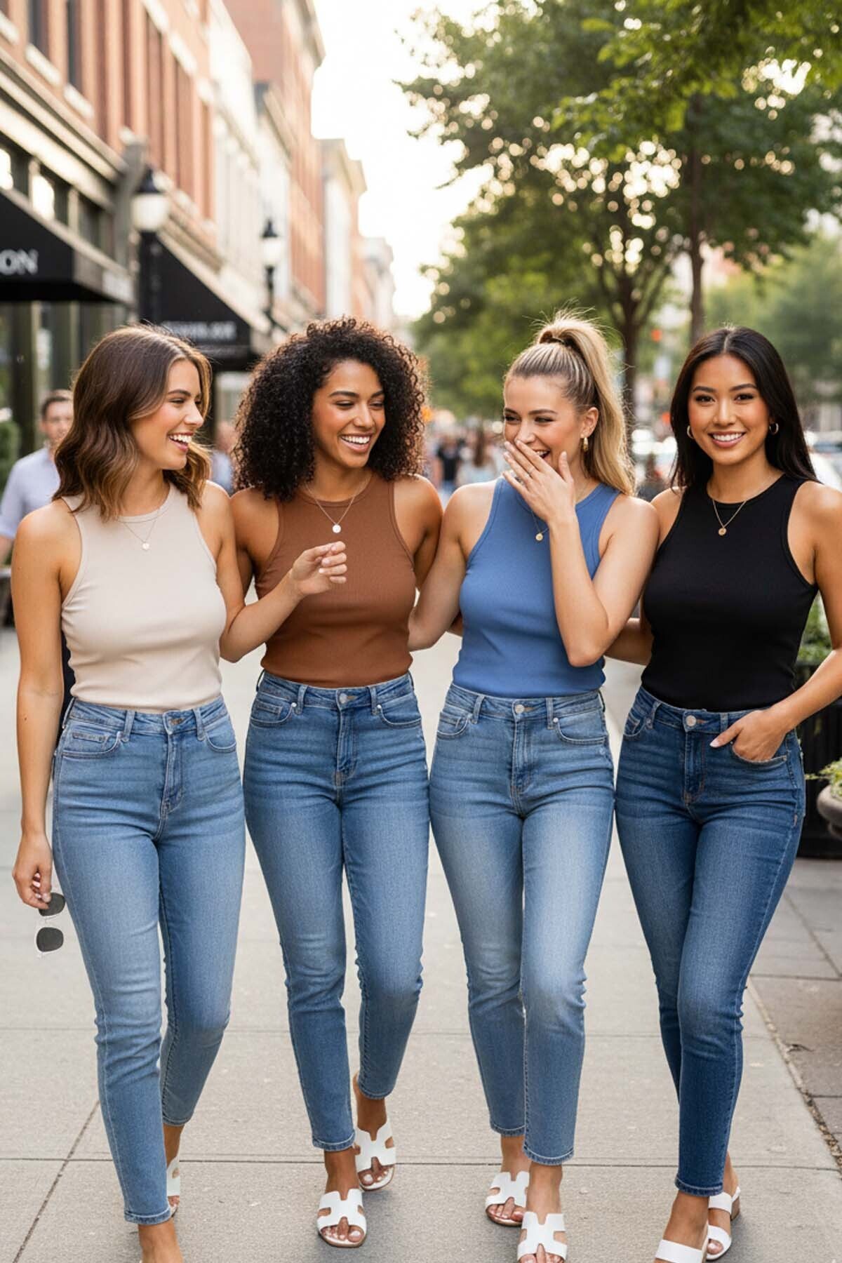 Merry See  4'lü Paket 4 Renk Takım Kadın Kolsuz Örme Kumaş Bluz Crop - Görsel 4