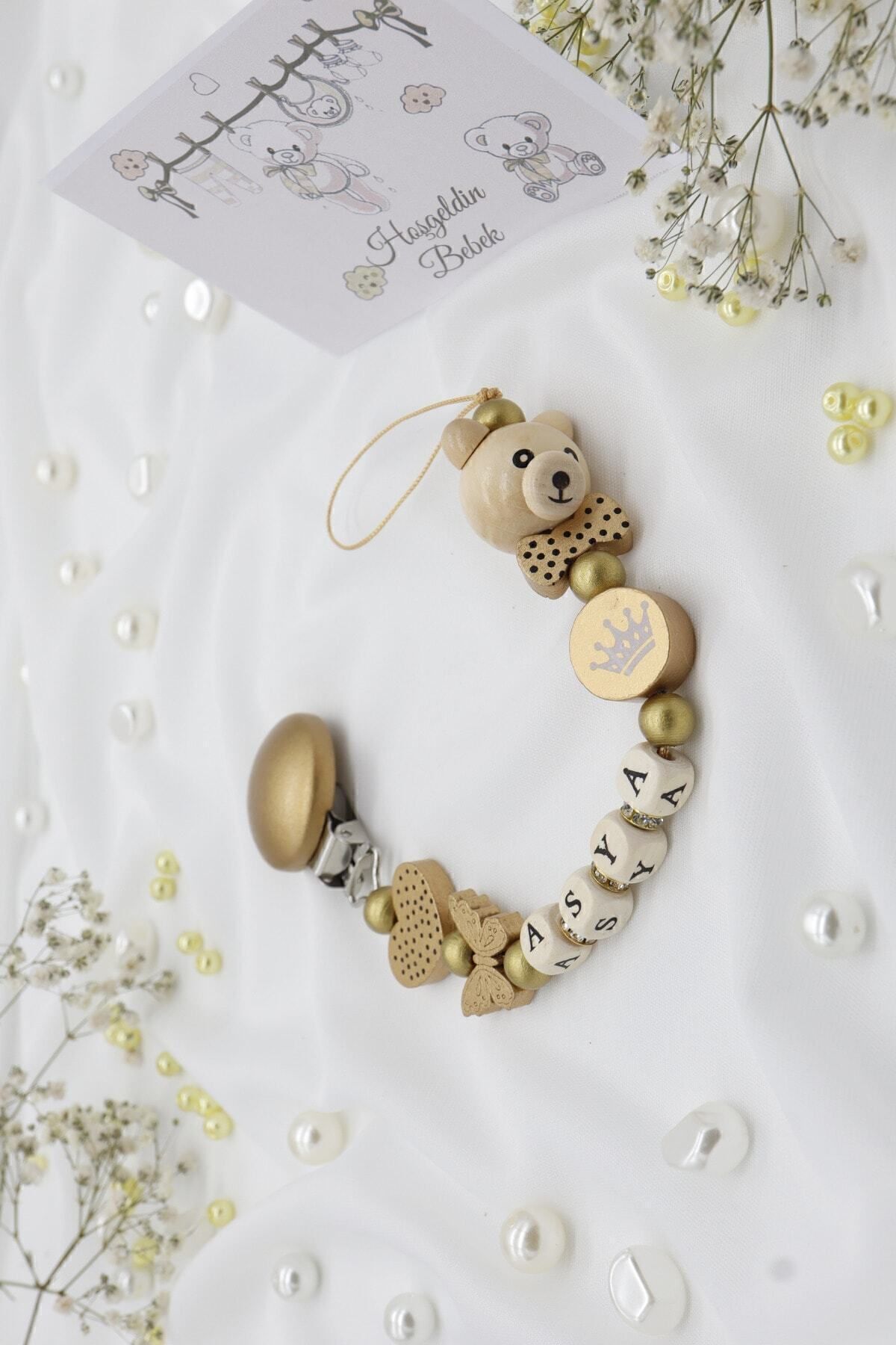 lilamtasarım Zirve Isimli Emzik Zinciri - Emzik Askısı - Bebek Hediyesi Bez023 fotoğrafı 2 (önizleme)