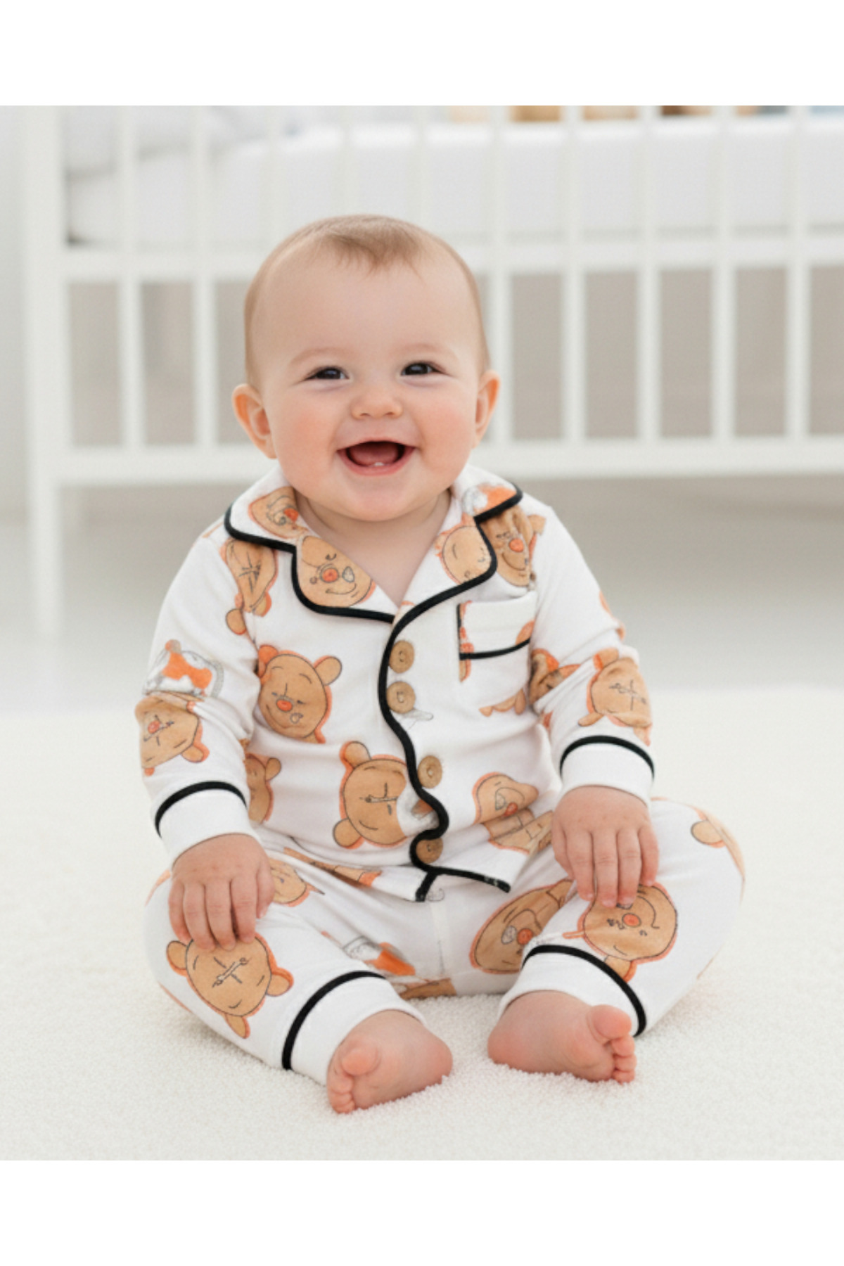 Ege Bebek Kız ve Erkek Bebek Pooh Baskılı %100 Pamuklu Alt Üst Gecelik Takımı, 6-9-12-18-24 Ay Pijama Takımı fotoğrafı 3 (önizleme)