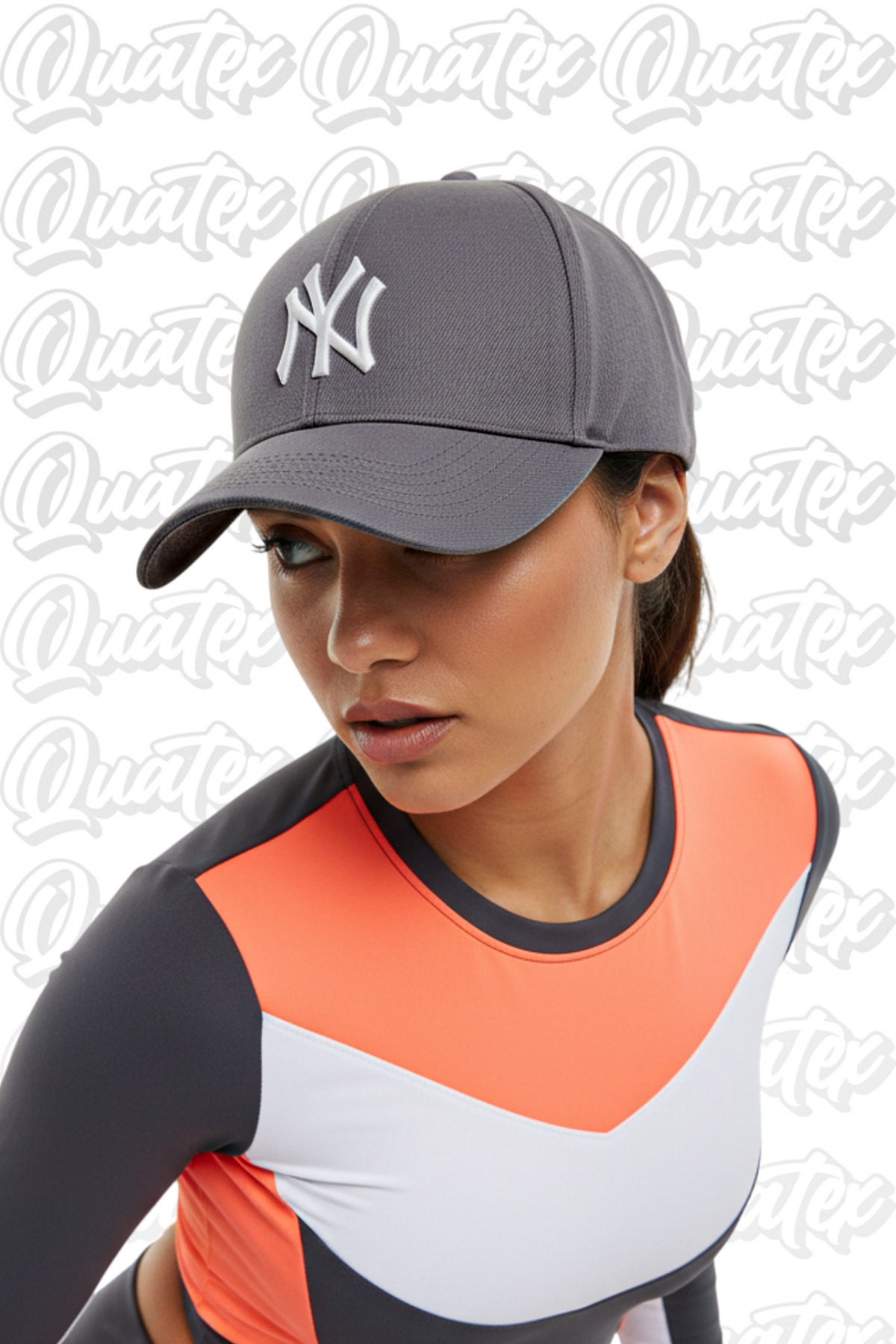 QUATEX  Ny New York Nakışlı Şapka – Gri %100 Pamuk Gabardin Unisex Model - Görsel 2