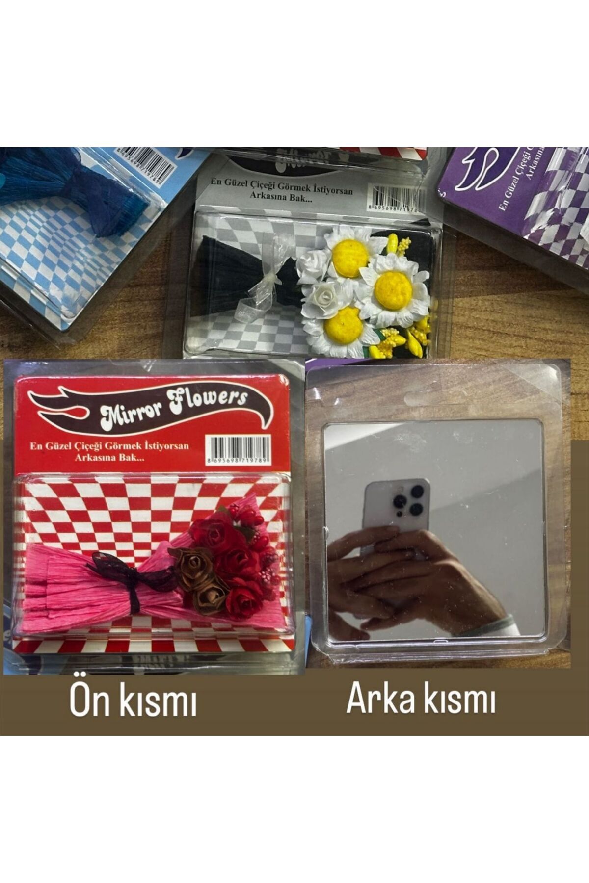 Merit Flower Pet Rock Mini Buket Aynalı Love Flowers Tasarım Çiçek, Sevgiliye Hediye, RENKLER KARMADIR