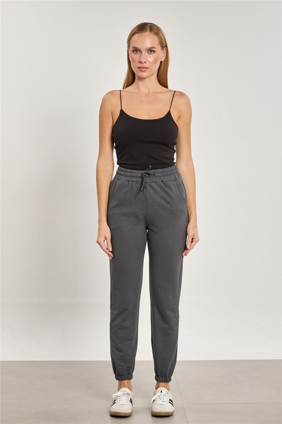 BARRELS AND OIL  Paris Paçası Lastikli Eşofman Altı - Antrasit - Görsel 5