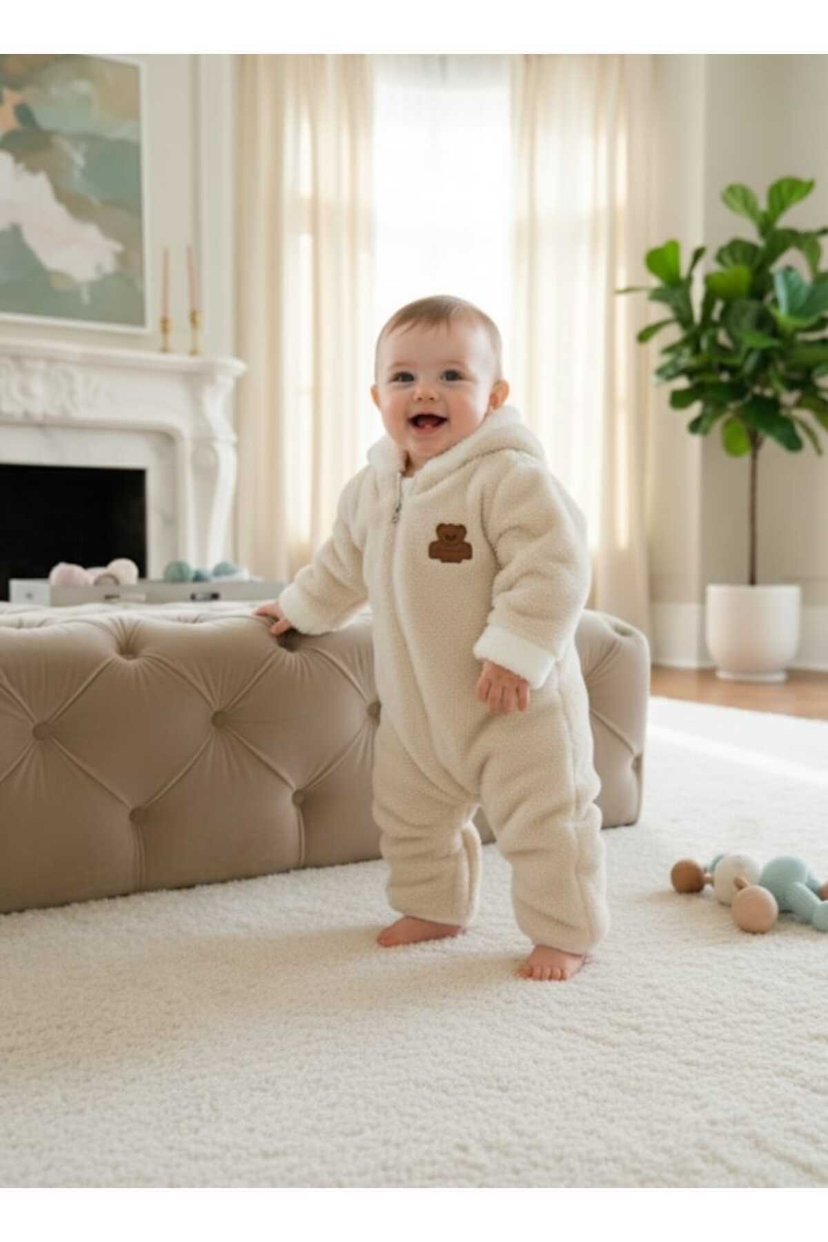 Kidzes Wellsoft-Peluş Kapüşonlu Bebek Tulum fotoğrafı 2 (önizleme)