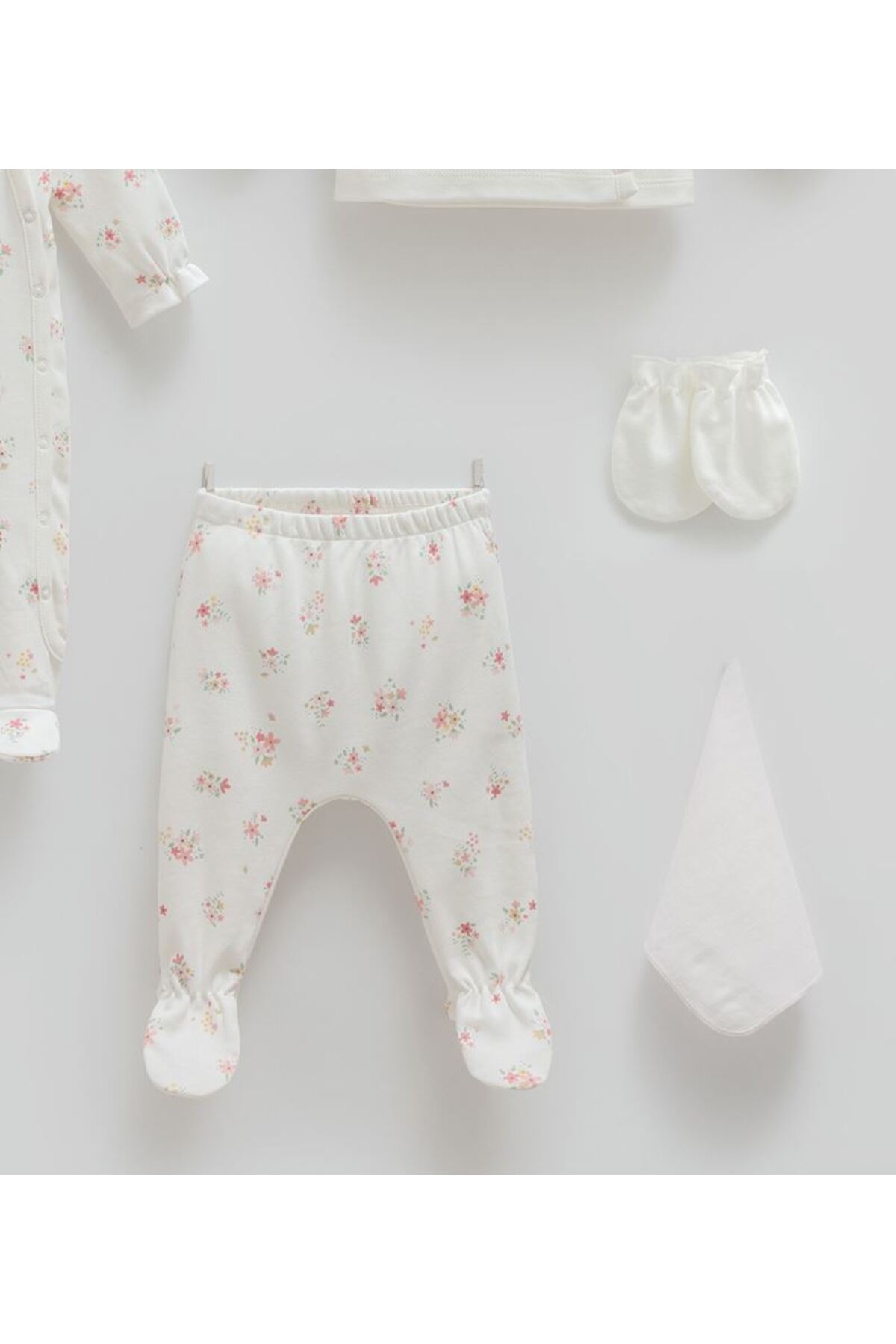 Caramell İncibaby % 100 Pamuk Flower 10'lu Kız Bebek Hastane Çıkış Seti New Season fotoğrafı 5 (önizleme)