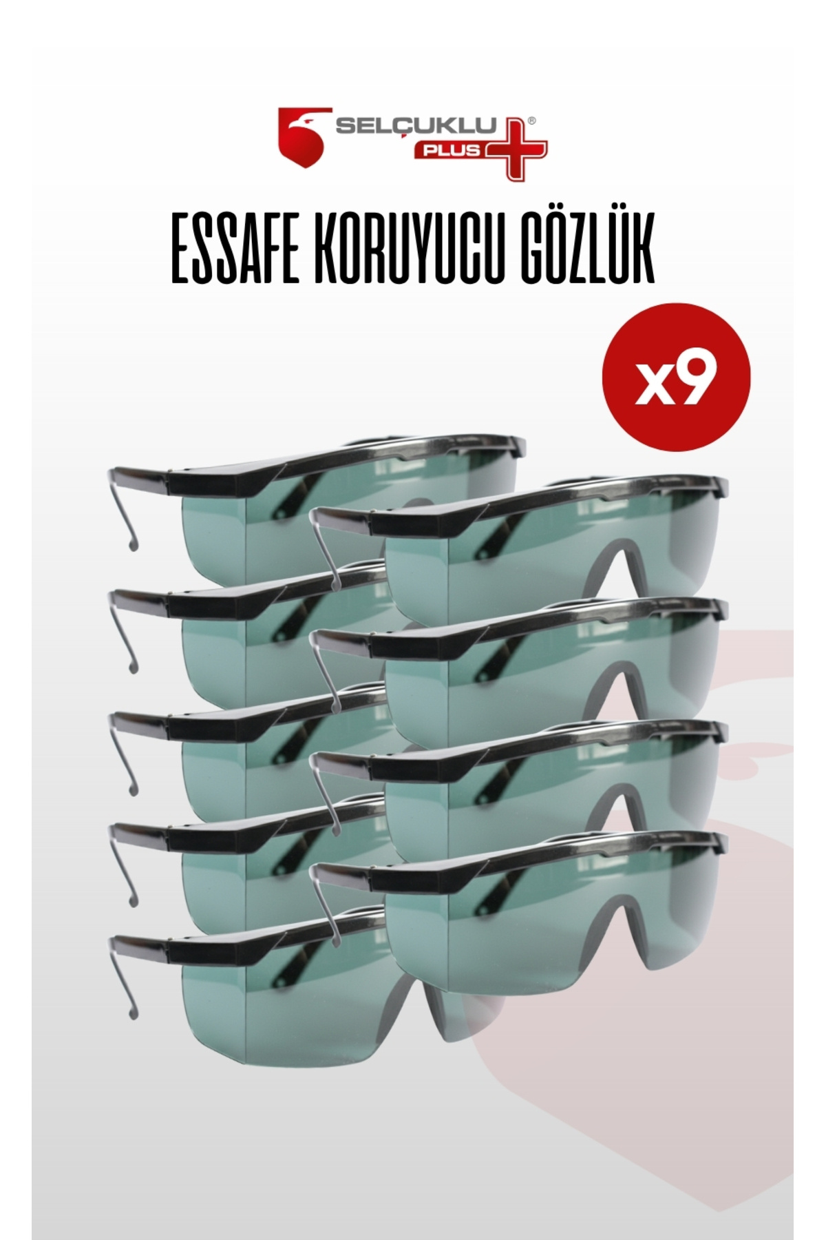 Essafe 1100 9'LU İş Güvenliği Gözlüğü – Darbelere, Toza ve UV Işınlarına Karşı Koruyucu, Şeffaf Lens