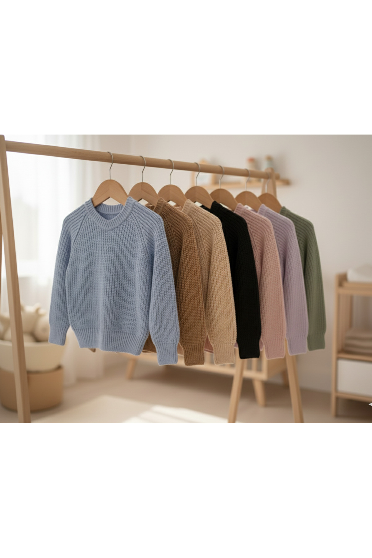 Nimini Kids Esnek Bisiklet Yaka Selanik Örgü Unisex Bebek ve Çocuk Kazak fotoğrafı 6 (önizleme)