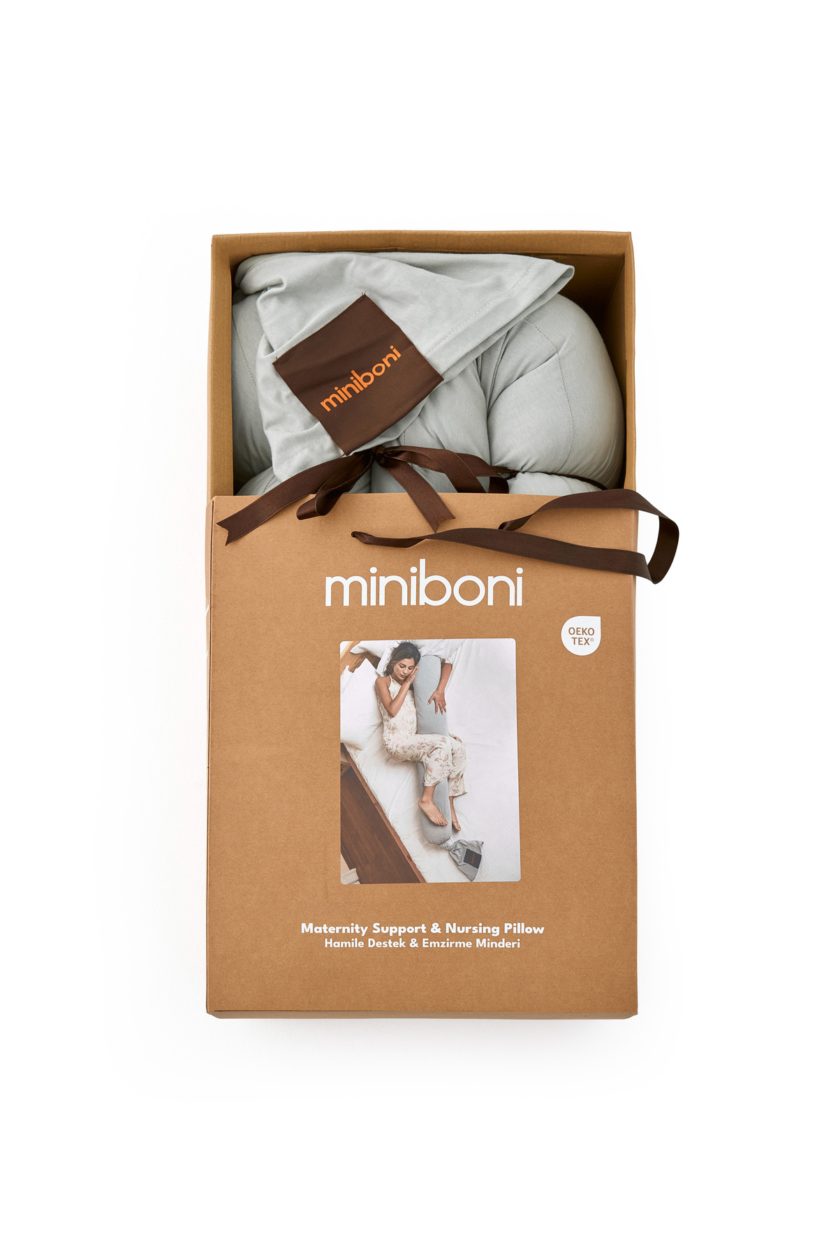 miniboni Anne Hamile Destek ve Emzirme Minderi – Ergonomik Konfor Yastığı Gri fotoğrafı 2 (önizleme)