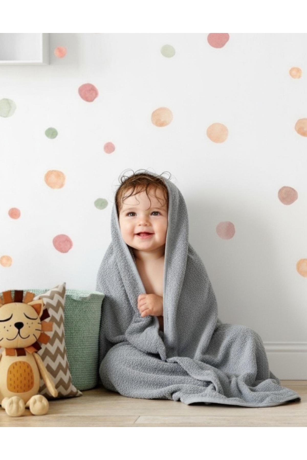 PAMUK HANIM Outlet-%100 Pamuklu Kız-erkek Yenidoğan-bebek Banyo Havlu Kundak Düz/gri
