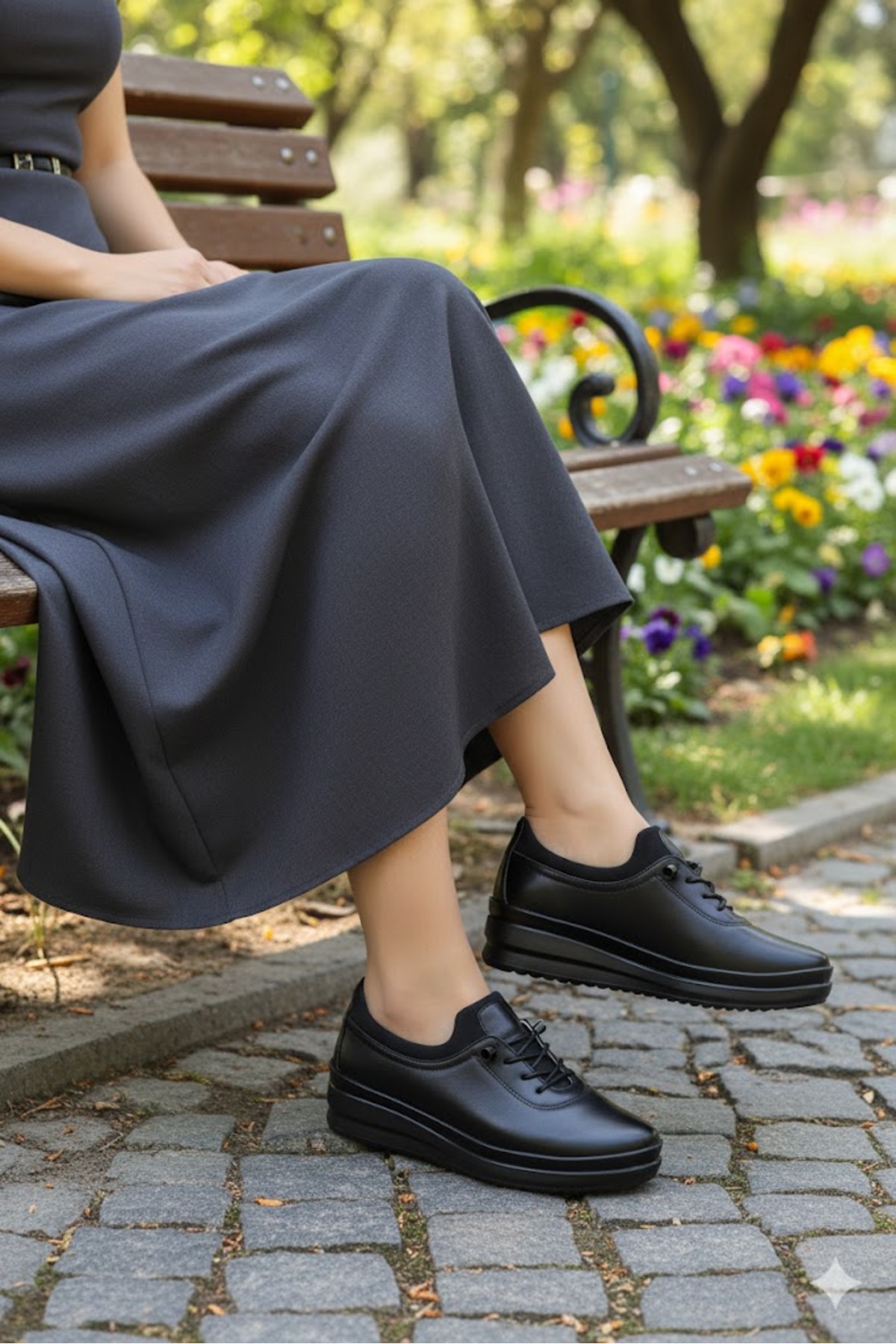 fort  Safir 1282 Siyah Ortopedik Anne Ayakkabısı Klasik Ayakkabı Kadın Günlük Ayakkabı - Görsel 4