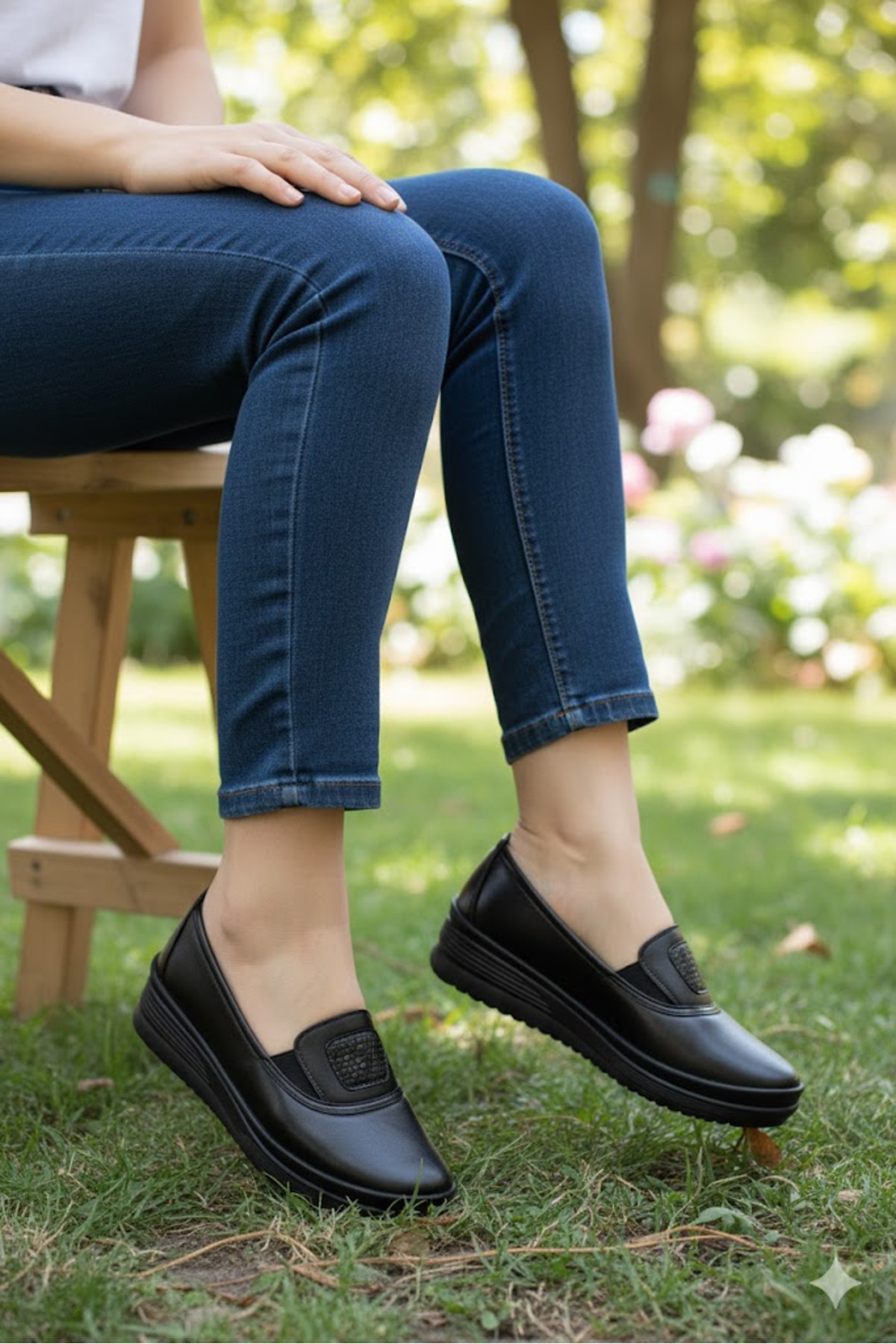 fort  Safir 1262 Siyah Ortopedik Ayakkabı Günlük Kadın Ayakkabı - Görsel 4