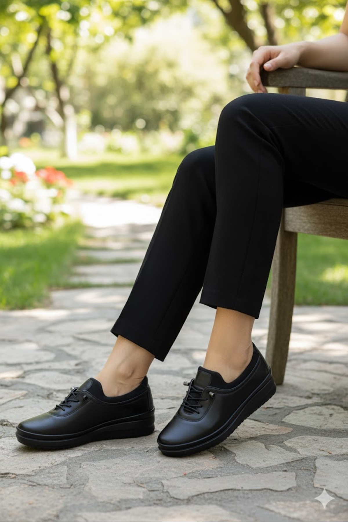 fort  Safir 1282 Siyah Ortopedik Anne Ayakkabısı Klasik Ayakkabı Kadın Günlük Ayakkabı - Görsel 6