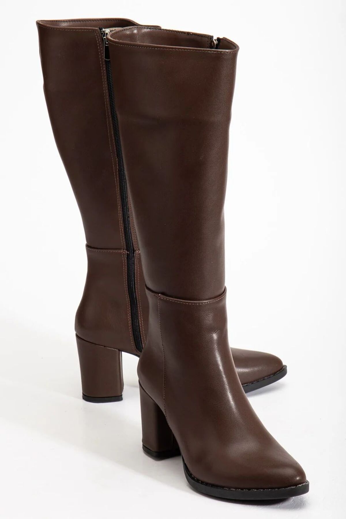 M&B COLLECT Women's MINK LONG ZIPPERED SKIN BOOTS