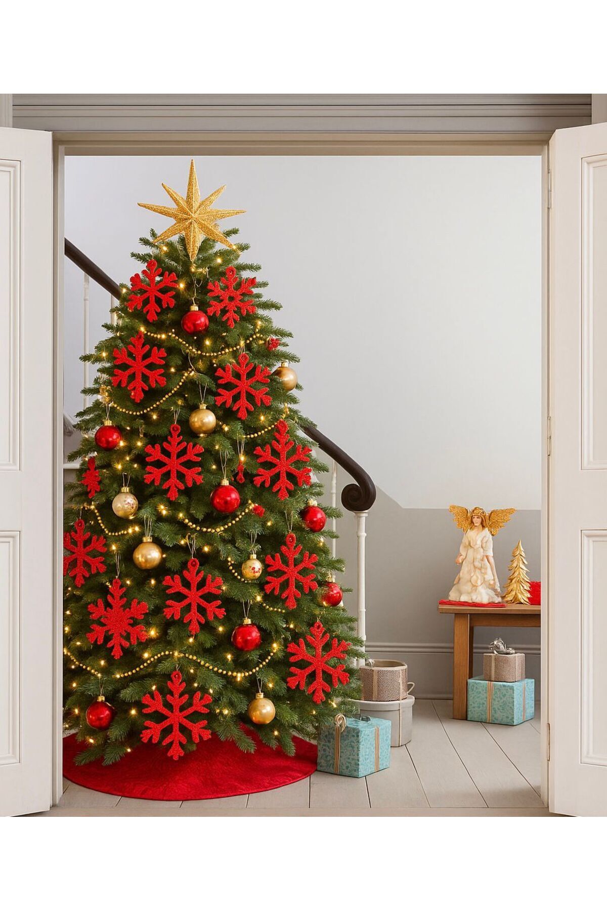 NG DİZAYN Новогодишна украса за елха, 12 броя в опаковка Partifabrik Снежинка