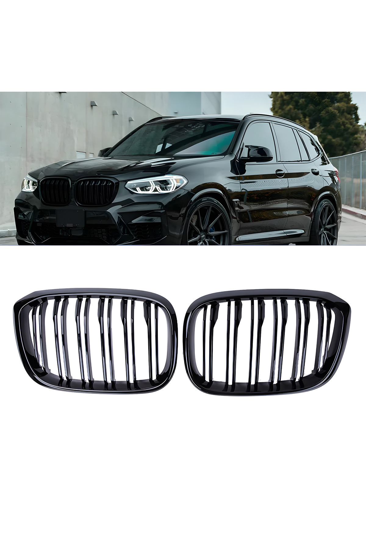 Drs Tuning S-Dizayn Bmw X3 G01 Ön Panjur Böbrek Parlak Siyah Piano Black M X3 Model 2018 Üzeri