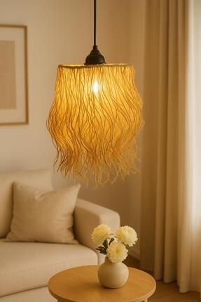 Solea Home Design Hasır Doğal Saçaklı Avize | Kağıt İpli Bohem Avize