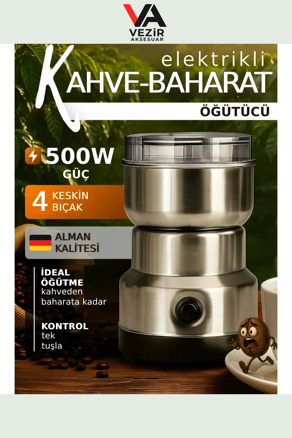 Vezir Aksesuar Yüksek Hızlı Elektrikli Öğütücü | Kahve Çekirdeği Baharat Tahıl Değirmeni TRY990366