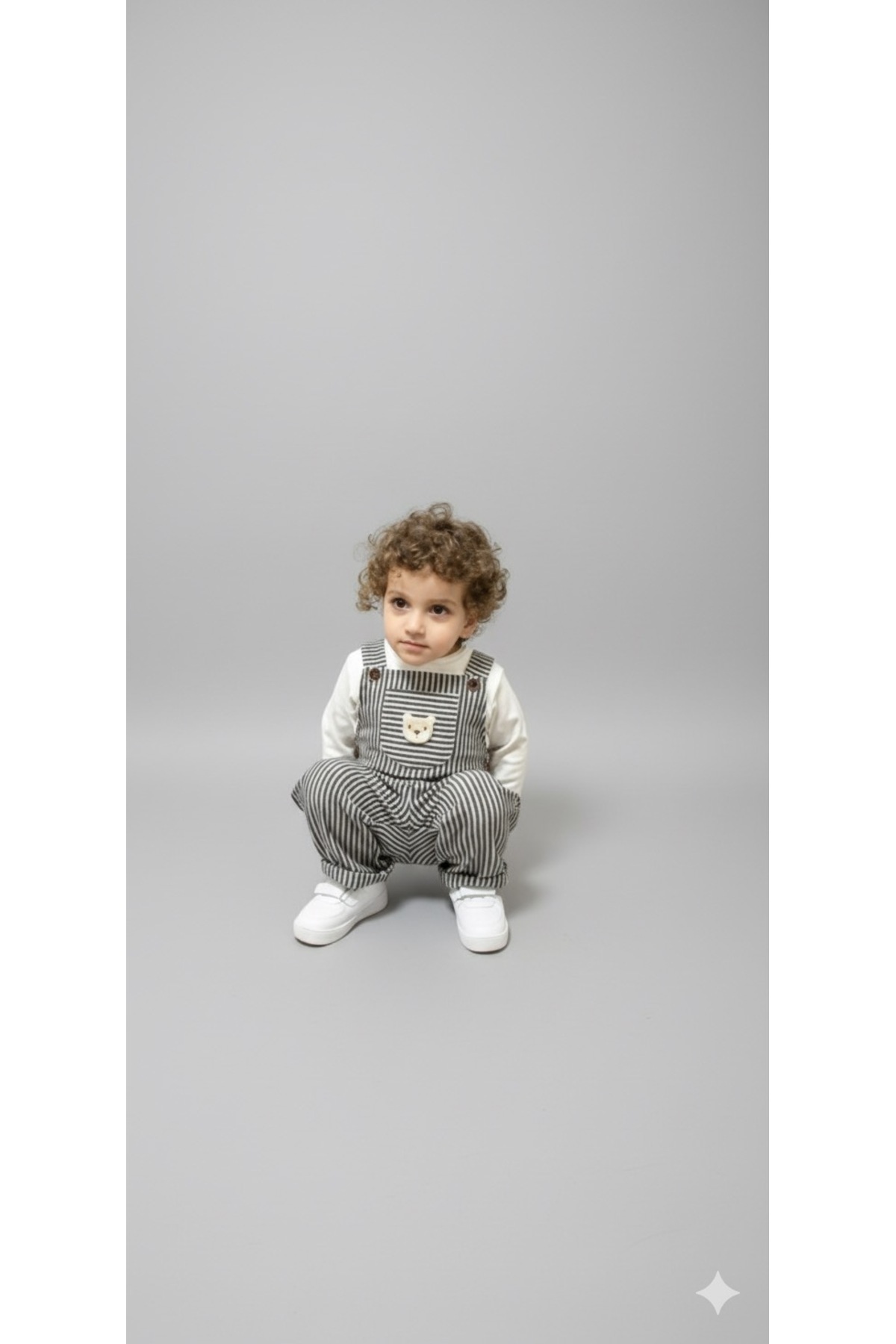 Babito Baby طقم ملابس للأولاد مكون من قطعتين مع دمية دب وخطوط- ترينديول