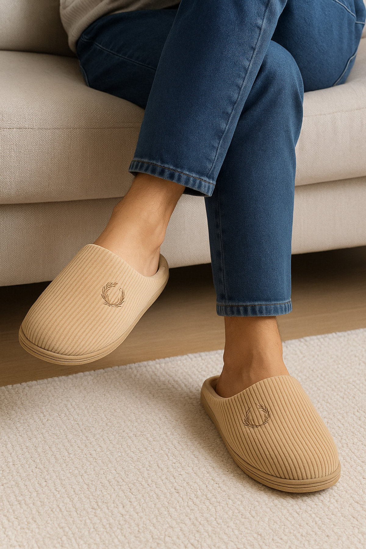 Shoebuo  Erkek Fitilli Kışlık Yumuşak Kadife İçi Kürklü Ev Terliği Damat Çeyiz Terliği - Görsel 2