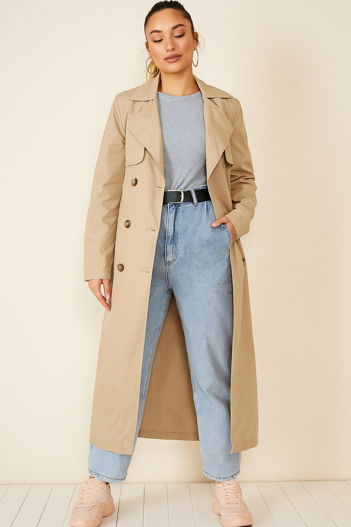 Genel Markalar twotwo-Kruvaze Krem Trençkot-Kadın dış giyim