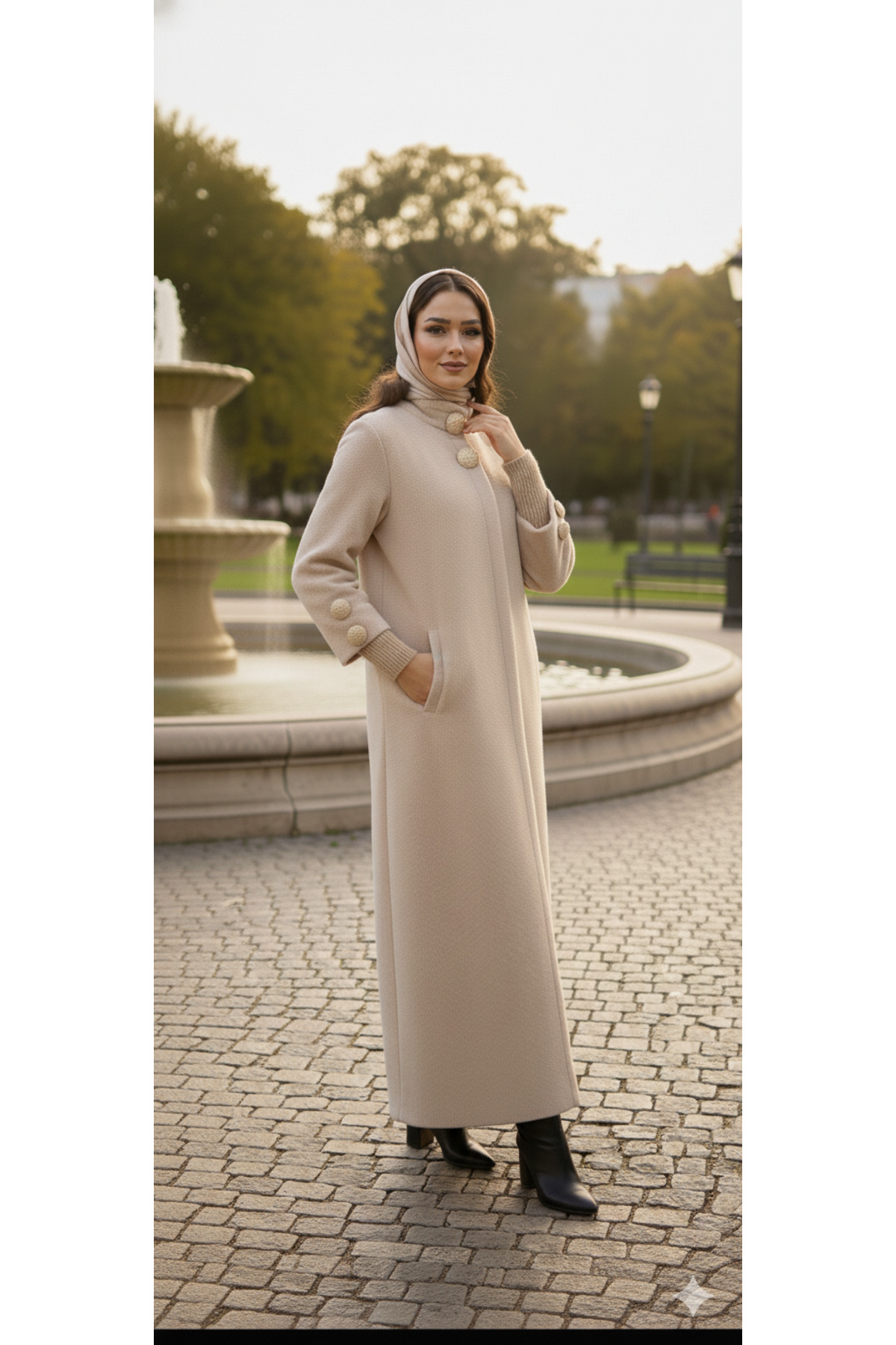 Hakko  Tay Tüyü Manto Palto - Görsel 9