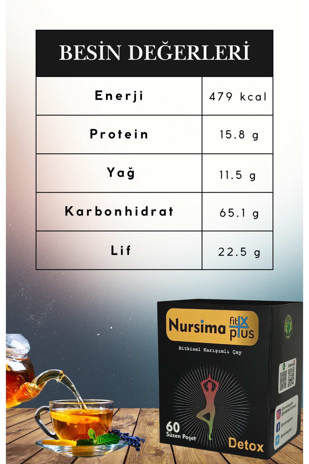 Nursima Detox Çayı – 60 Süzen Poşet | Fit X Plus Bitkisel Karışım