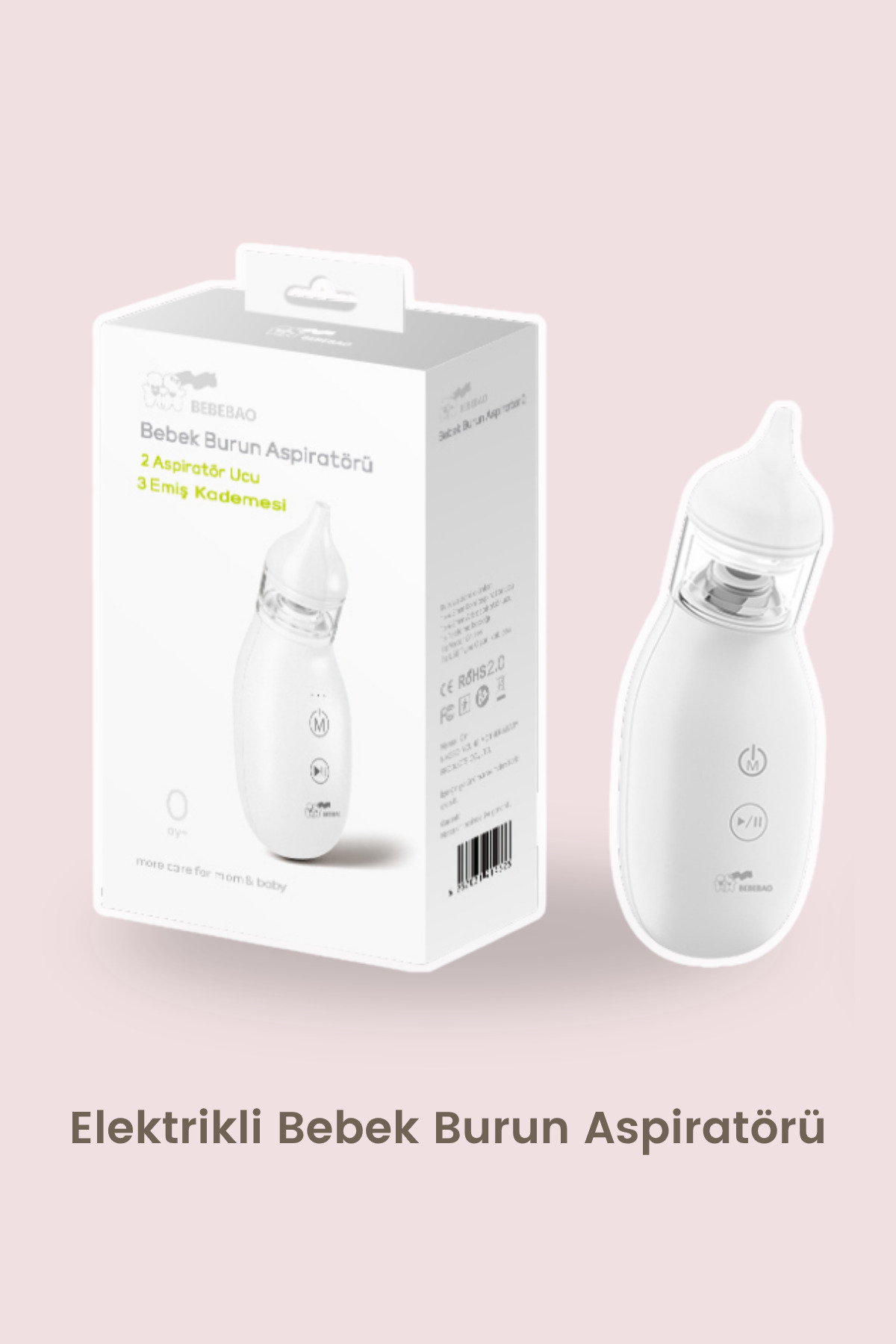 Bebebao Q2 Elektrikli Bebek Burun Aspiratörü Çocuk Burun Temizleme Makinesi Şarjlı fotoğrafı 3 (önizleme)