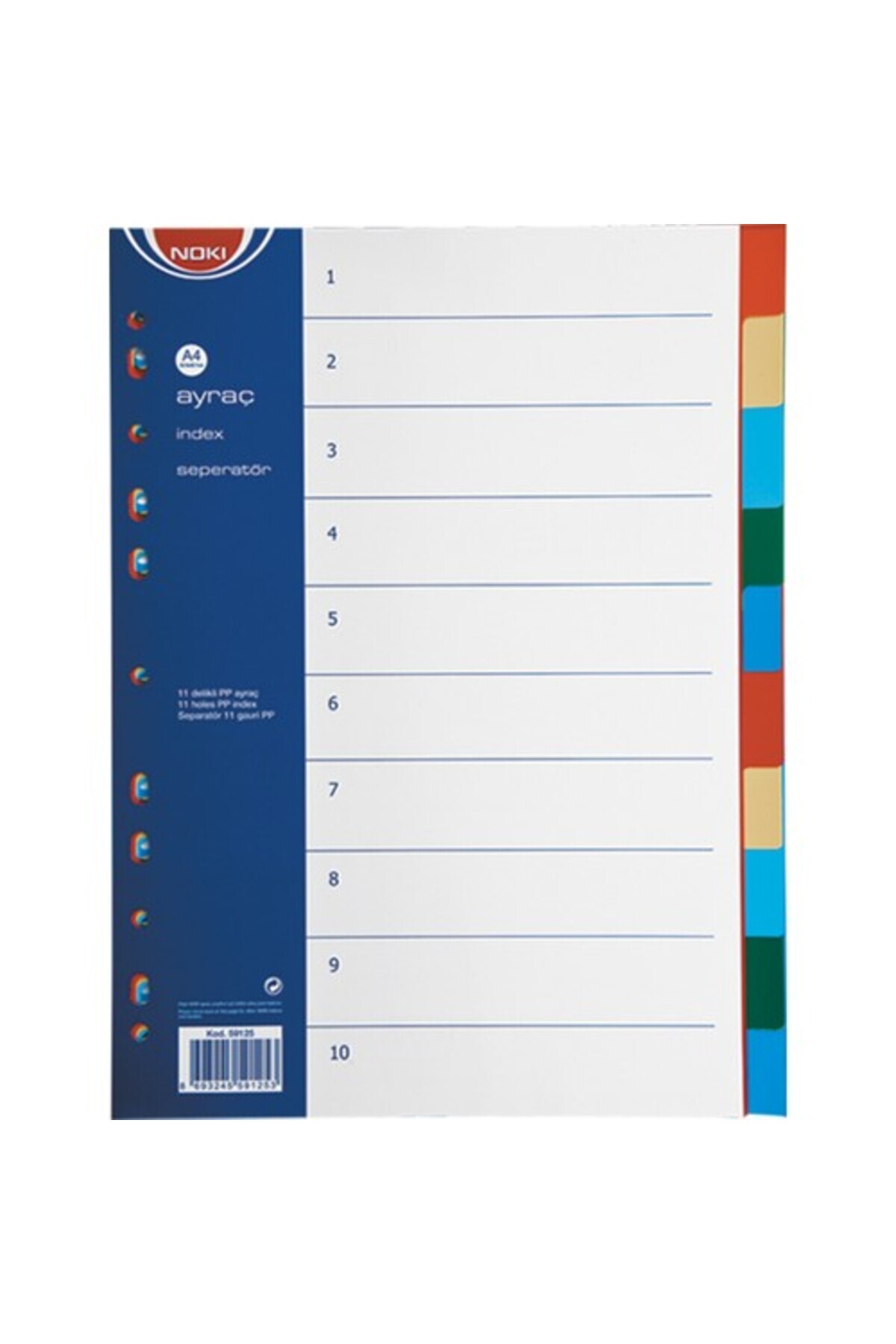 Noki 1-10 A Rakamlı Seperatör Renkli 59125
