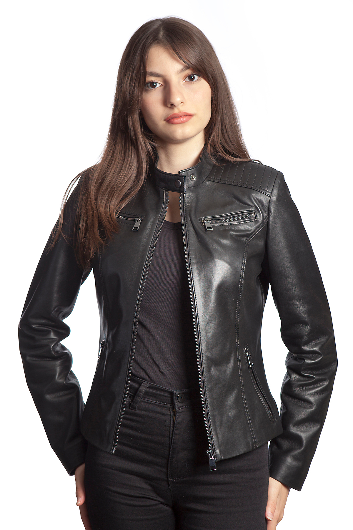 duarte deri  Siyah Hakiki Deri Mont - Görsel 2