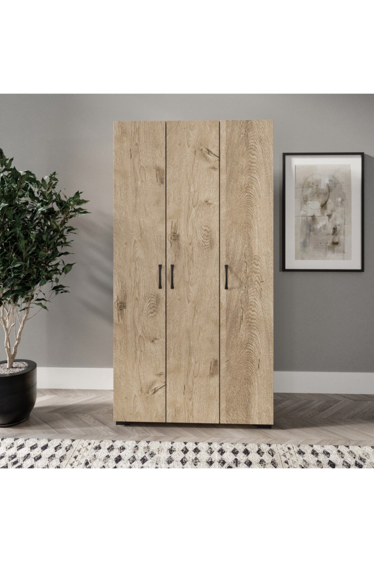 Soft 3 Door Oak Wardrobe, Wardrobe - All 1st Quality Mdf