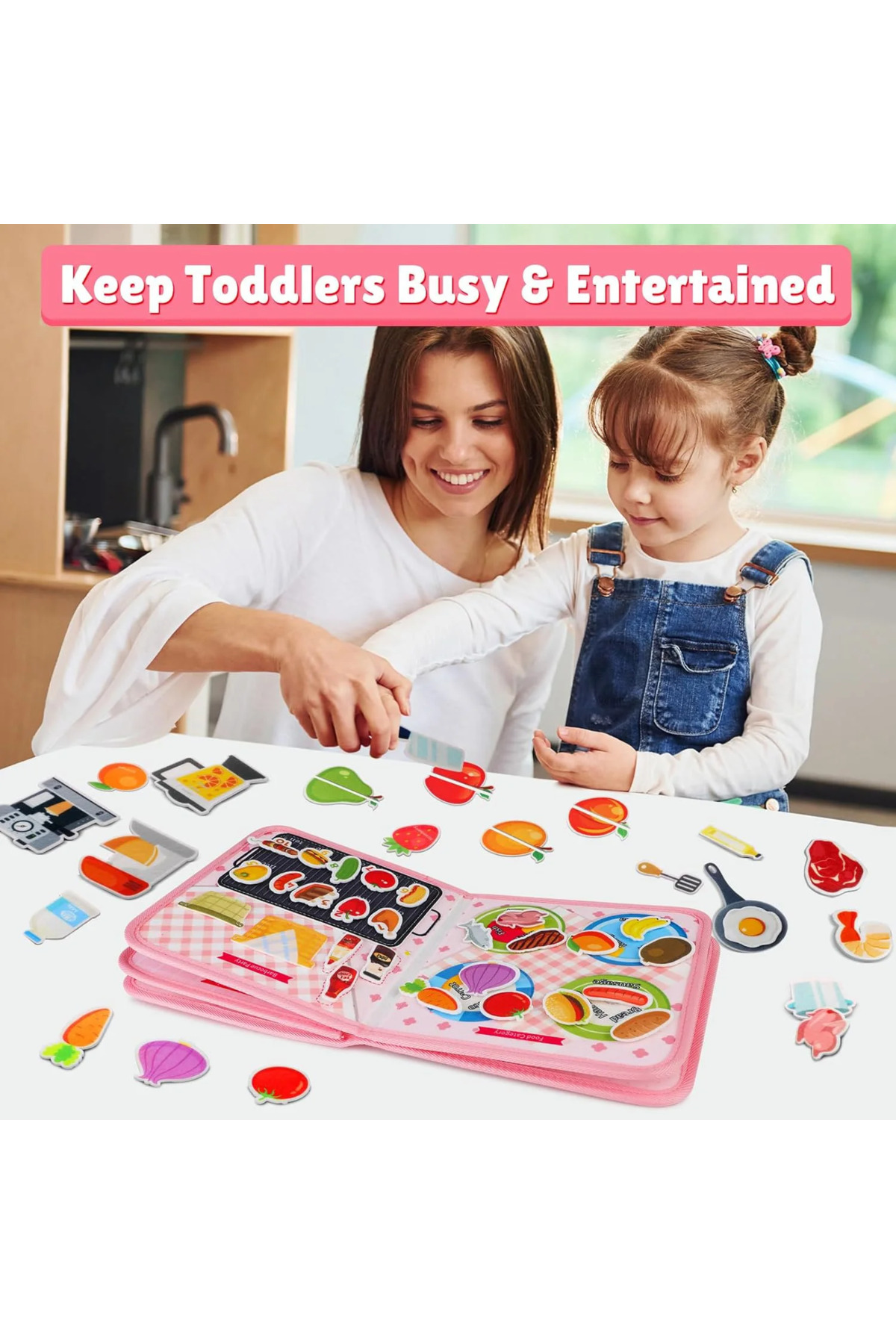 کتاب آشپزی، تخته سرگرمی کودک نوپا، اسباببازیهای مونتهسوری، کتاب سرگرمی، اسباببازیهای آموزشی، یادگیری و حسی برای دختر