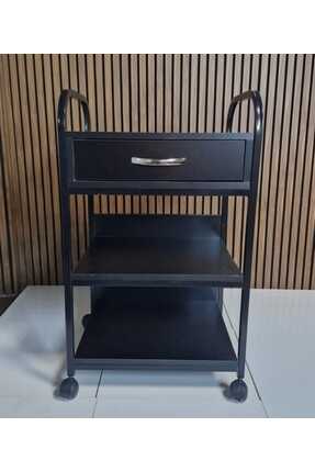 Aykoz ÇEKMECELİ SİYAH 2 RAFLI TEKERLEKLİ EYEJER