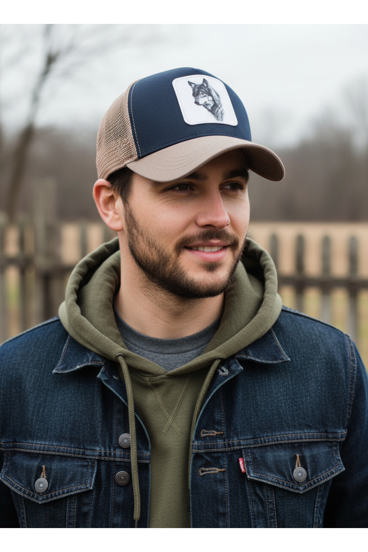 Trucker  Kurt 2 Model Değiştirilebilir Armalı Fileli Şapka Kahverengi Lacivert