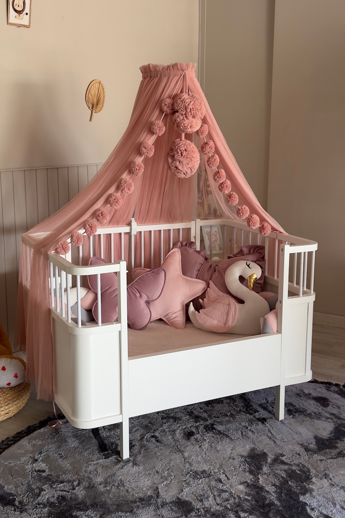 Pastelya Pudra Bebek Beşik Cibinliği Yumuşak Pürüzsüz Tül Sineklik Aparatlı Cibinlik fotoğrafı 5 (önizleme)