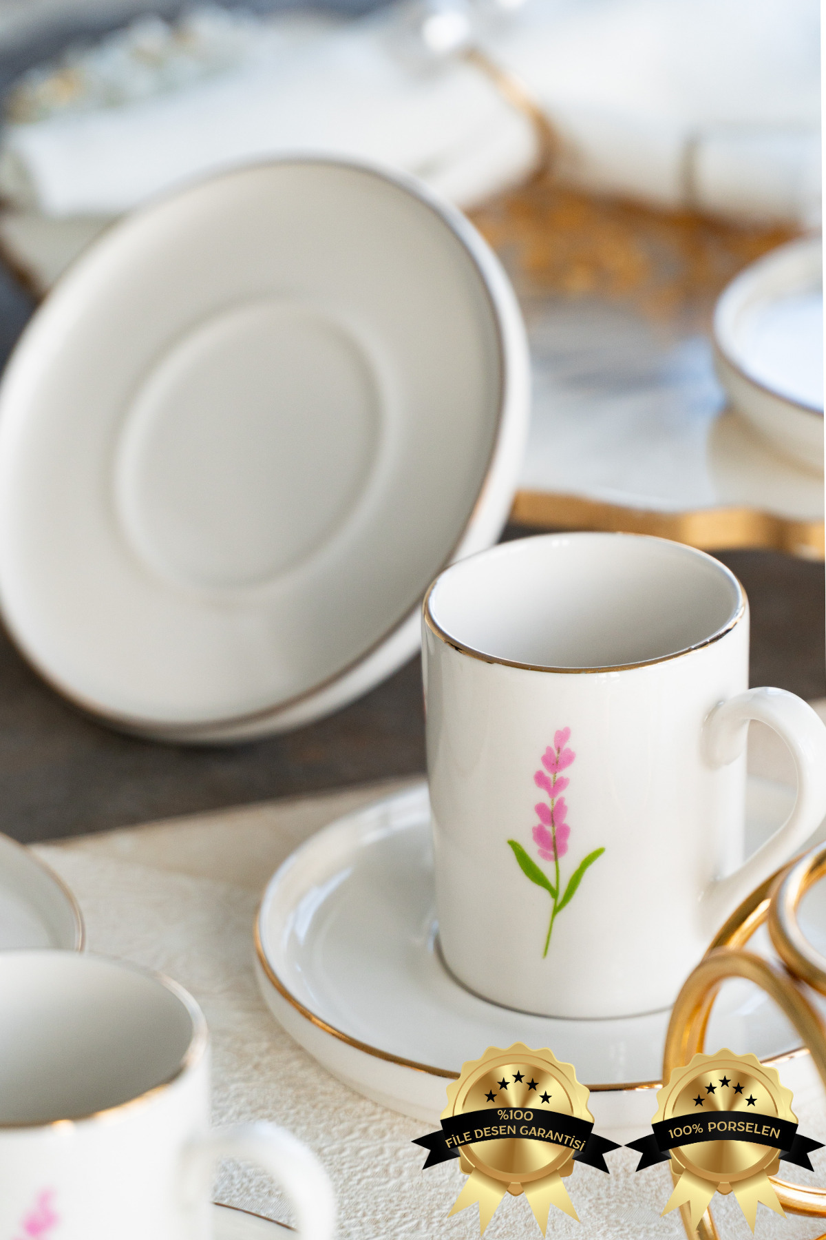 Heda Porselen İkebana 12 Parça 6 Kişilik Porselen Kahve Fincan Takımı