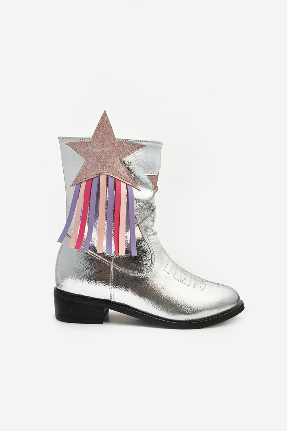 Le Mabelle Gümüş Yıldız ve Püskül Detaylı Kız Çocuk Kovboy Bot fotoğrafı 6 (önizleme)