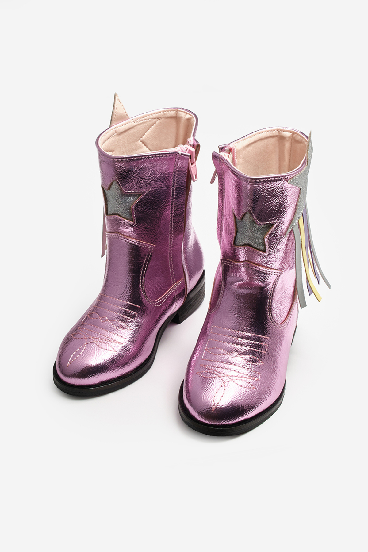 Le Mabelle Pembe Yıldız ve Püskül Detaylı Kız Çocuk Kovboy Bot fotoğrafı 5 (önizleme)