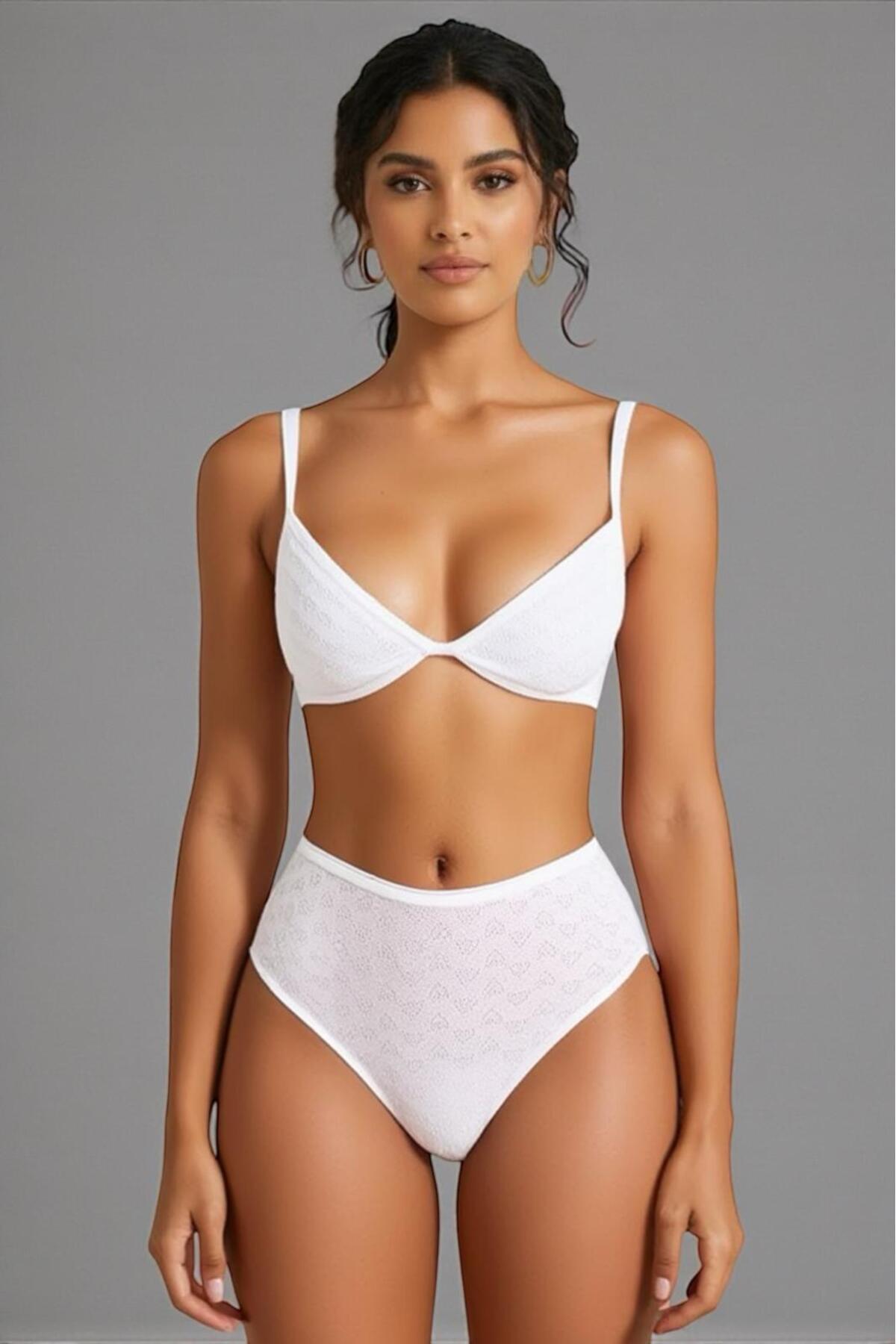 Roft & Pink Women's 6-Piece White Heart High Waist 100% Cotton Panties