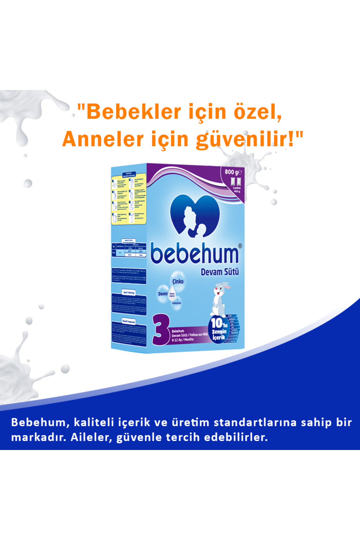 bebehum 3 No Devam Sütü 9-12 Ay 800 gr X 6 Adet fotoğrafı 3 (önizleme)